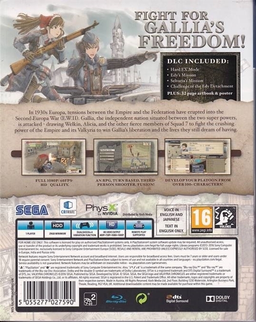 Valkyria Chronicles Remastered Europe Edition - PS4 (A-Grade) (Genbrug)